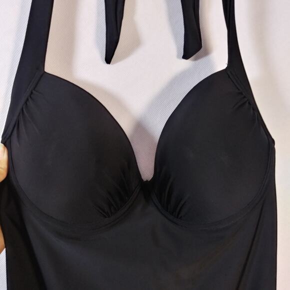 Bond Eye Black Halter Tie One Piece Swim Suit Size 34B - Picture 4 of 10